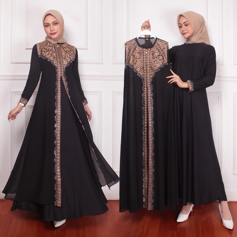 MF Store - COD - Gamis Abaya Rompi Terpisah - Baju Abaya Hitam - Gamis Abaya Bordir Terbaru - Abaya 