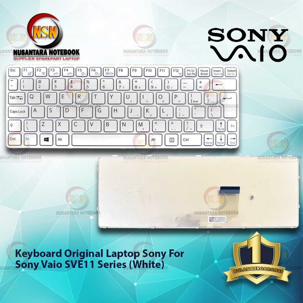 Keyboard Original Laptop Sony Vaio SVE11 White Series Frame Putih