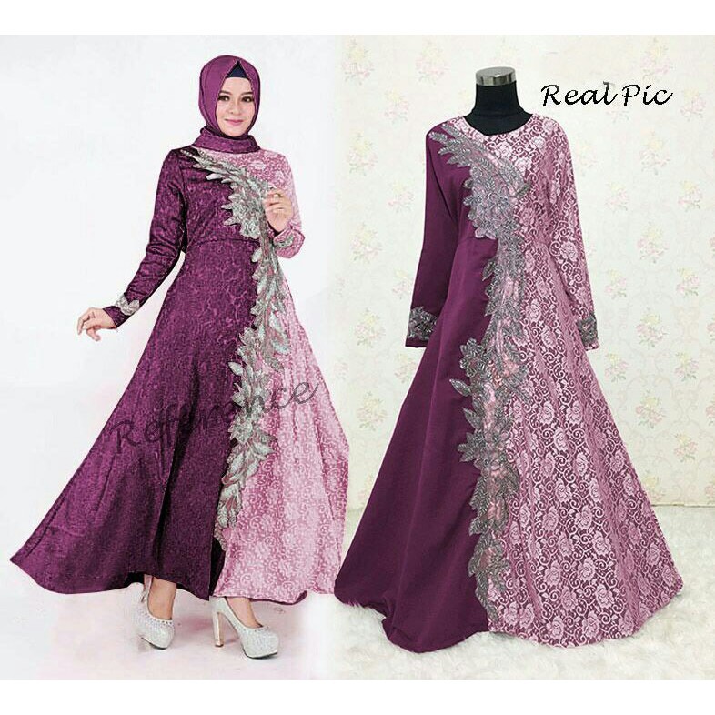 Download 9000 Koleksi Gambar Gamis Kombinasi Brokat Keren Gratis HD