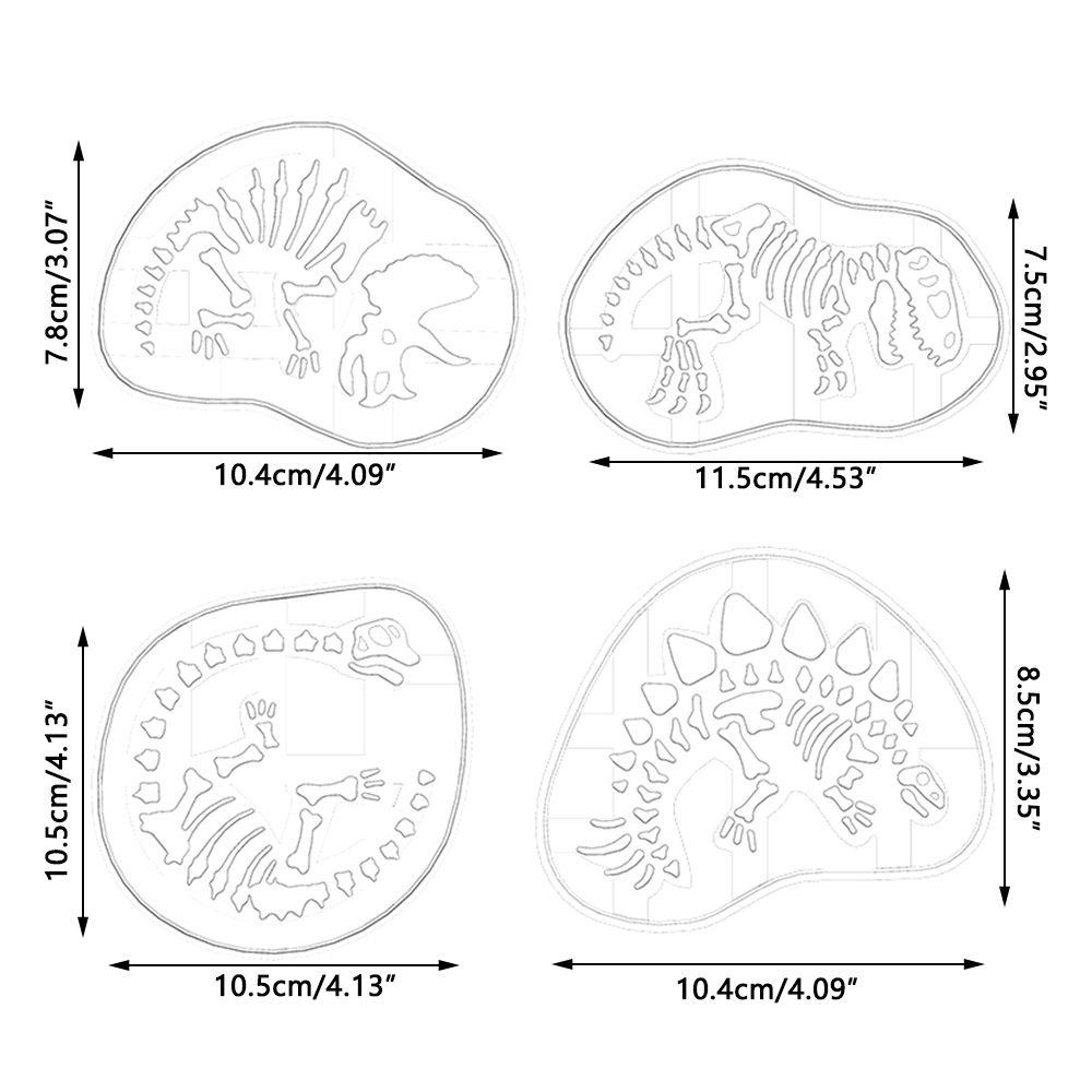 Preva 4pcs Skull Dinosaurus Pastry Dekorasi Stempel Biskuit Alat Kue Cetakan Biskuit