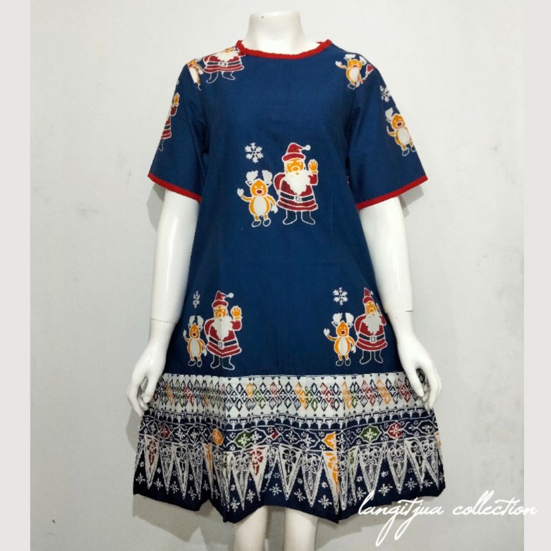 BAJU NATAL KARIN DRESS BATIK MOTIF SANTA