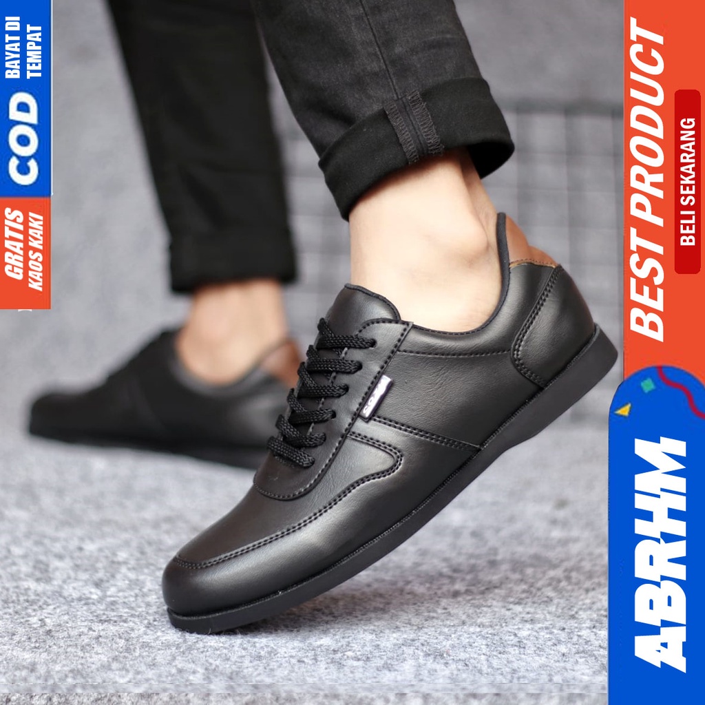 ABRHM COSENZA Sepatu Formal Casual Pria Kulit sintetis Pantofel Cowok Kerja Kantor Kuliah Ori