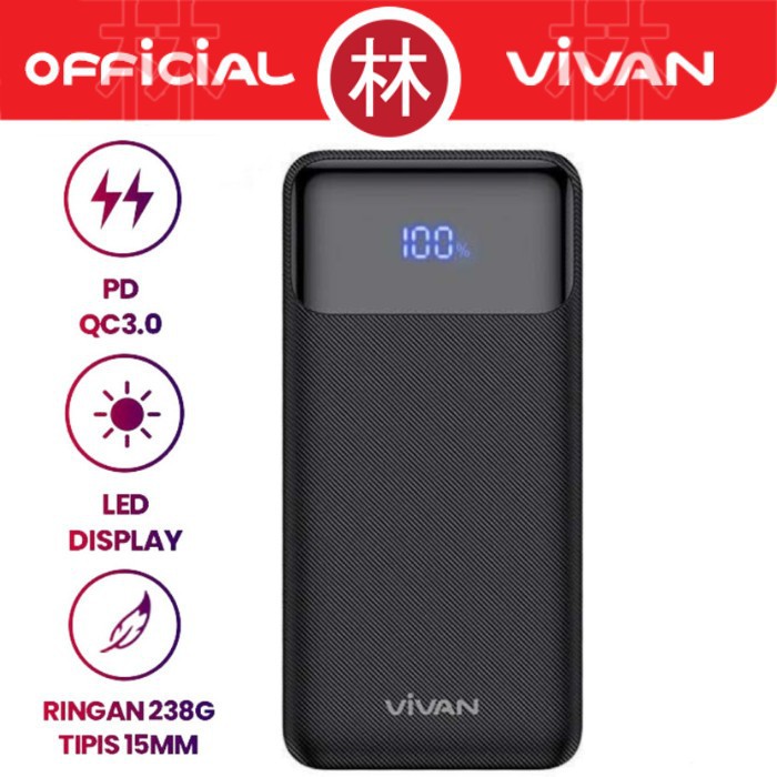 Vivan VPB-X10 10000mAh 20W Two-Way Quick Charge LED Powerbank PD QC3.0