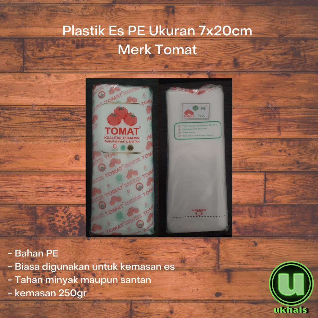 Plastik PE Plastik ES Ukuran 7x20 cm Merk Tomat Kemasan 250gr