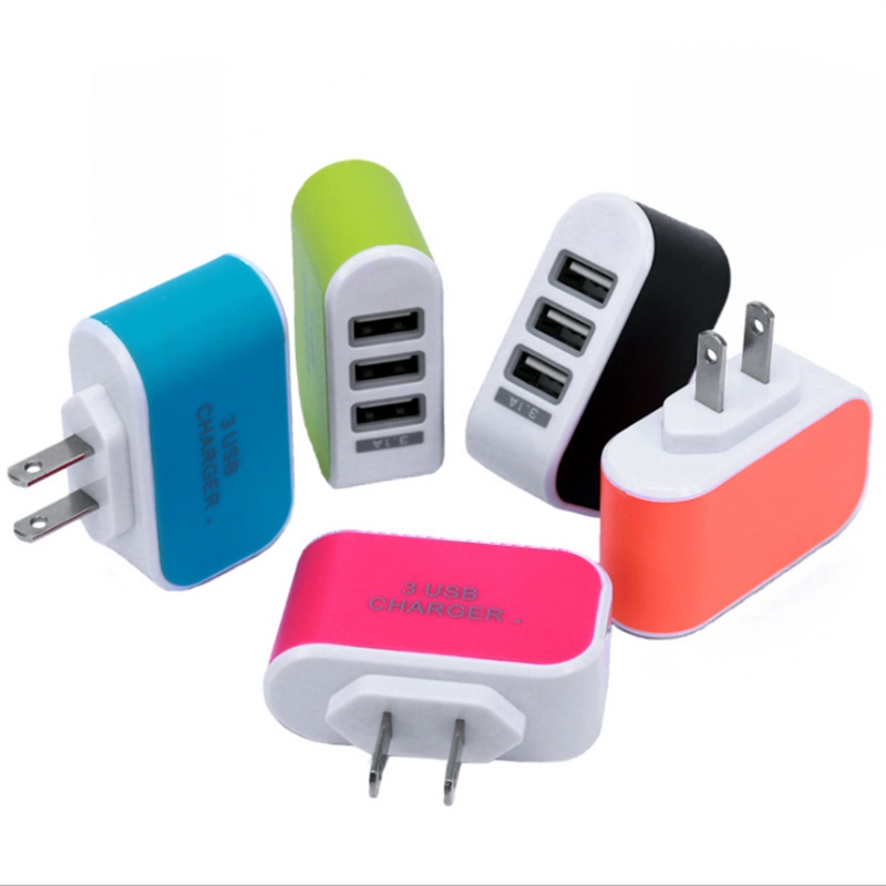 1pc Adapter Charger Dinding 3 Port USB 3.1A Portable Warna Permen Untuk Travel