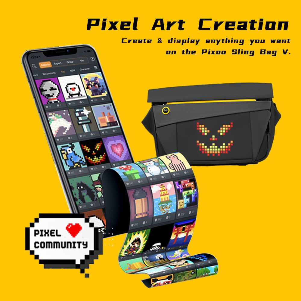DIVOOM PIXOO SLINGBAG V Customizable Pixel Art LED Display Sling Bag