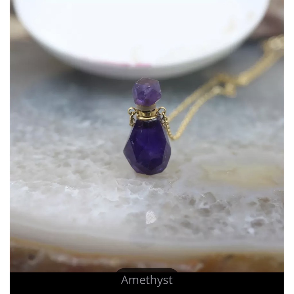 Amethyst - Gemstone Necklace Diffuser Essential Oils Perfume Aromatherapy Kalung Liontin