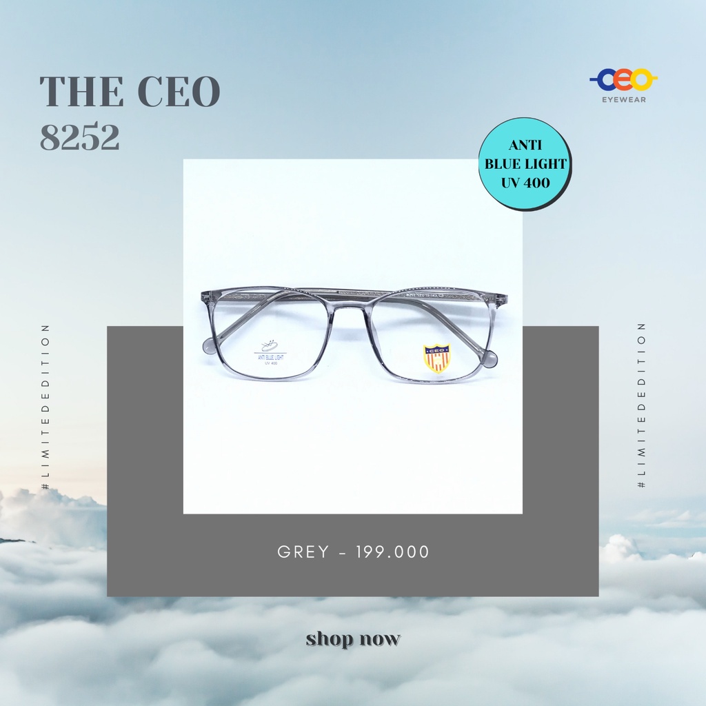 THE CEO 8252 with Anti Blue Light Lens Kacamata Import Wanita dan Pria Kacamata Anti Uv Frame Kacama