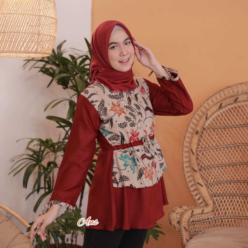 Blouse Batik Busui Motif Unik Cantik Premium Elegan Formal Baju Kerja Kantor Seragam Karyawan Mola 7