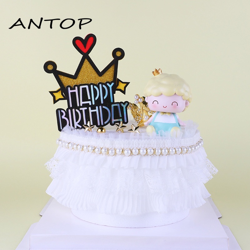 Selamat Ulang Tahun Kue Topper Mahkota Busur Kue Masukkan Dekorasi Pesta Ulang Tahun ANTOP