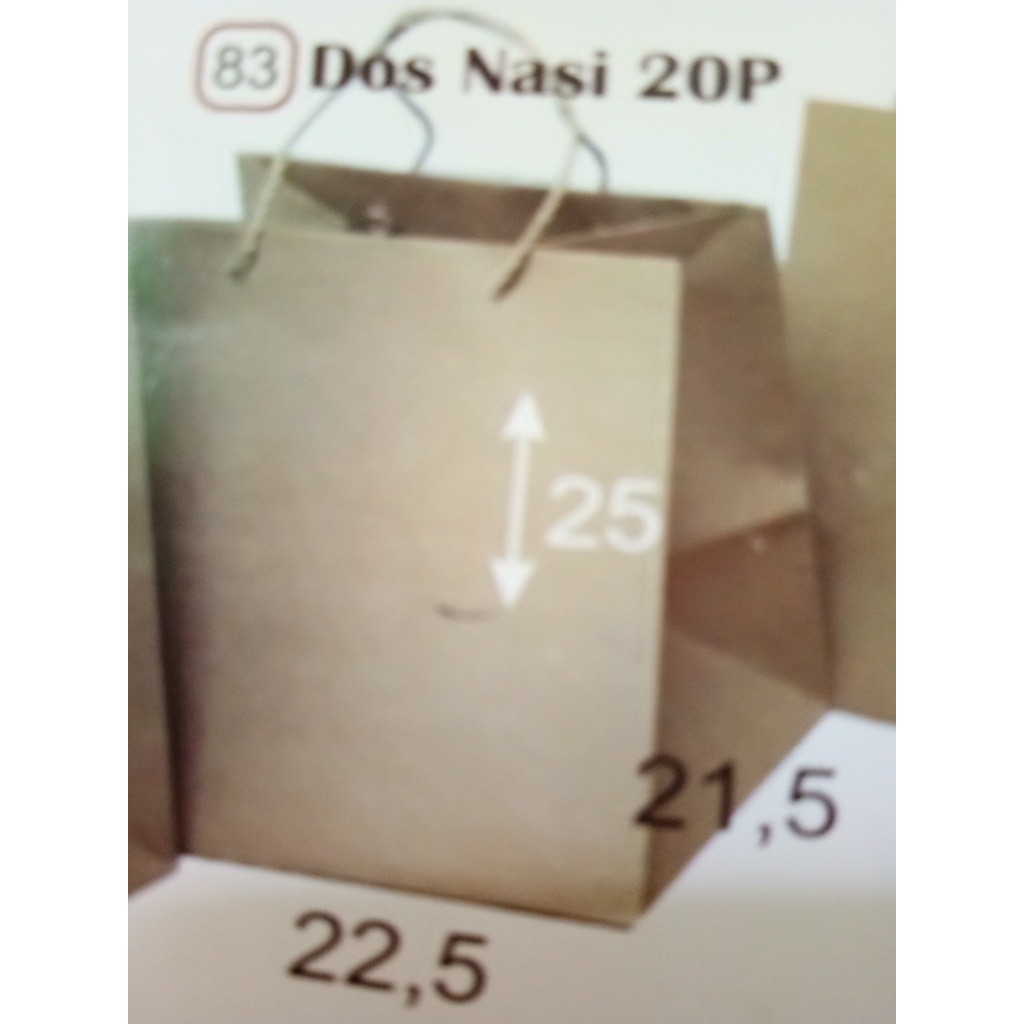 

Paper bag dos nasi warna coklat polos (83) uk (25x21,5x22,5)cm.