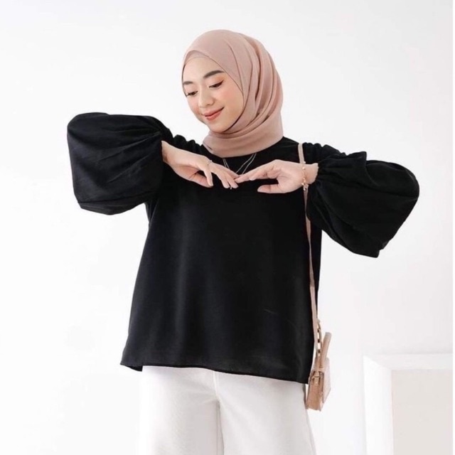 LUCIA BLOUSE / PAKAIAN WANITA - ATASAN WANITA TERLARIS  / BLOUSE WANITA POLOS LENGAN PANJANG