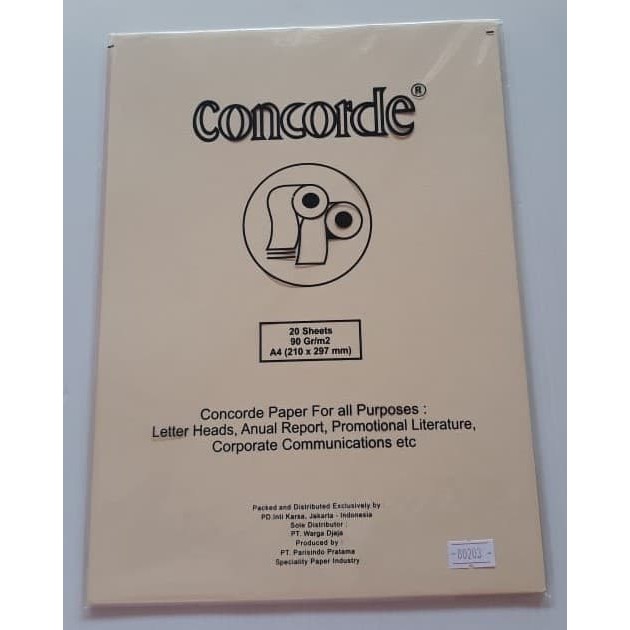 

NEW Kertas Concorde 90 Gr A4 (80203) - Cream (Pak Isi 20 Lembar) TERLARIS