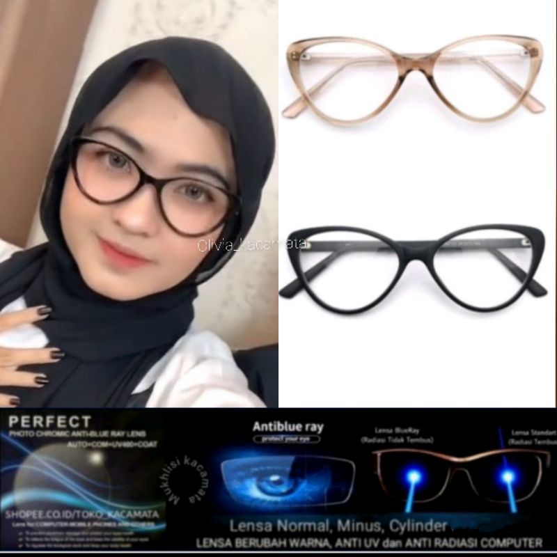 kacamata wanita minus clynder normal Anti radiasi frame 1052