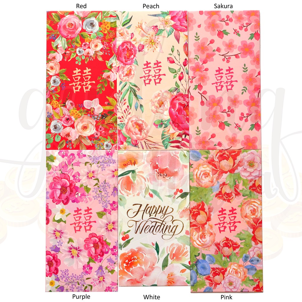 Amplop Happy Wedding Angpao Shuangxi Lucu Unik Love Flower Bunga Romantis Couple GH 311346