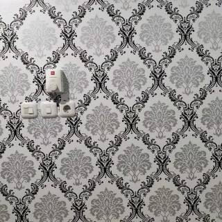  Wallpaper  Sticker  Motif Batik Hitam  Silver  Ukuran 45 cm x 