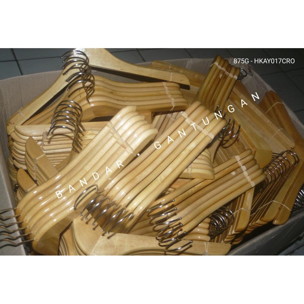 Hanger Kayu Nat Warna Kayu Natural Plitur Gantungan Baju Kayu Hanger Kayu Plitur Tipis / Tebal(BH)