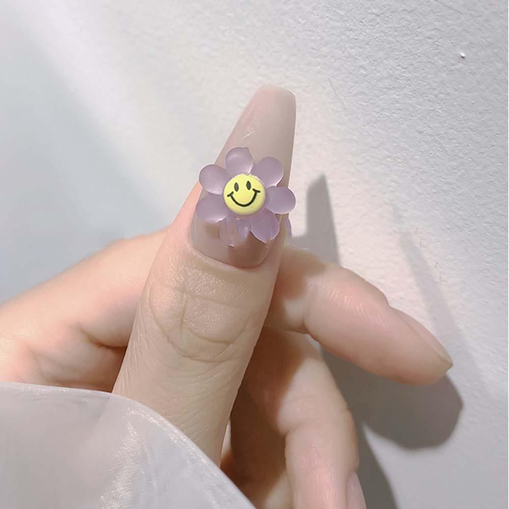 AUGUSTINA Agustina Smiley Face Nail Art Dekorasi Warna Pelangi Tiga Dimensi Kartun DIY Aksesoris Kuku