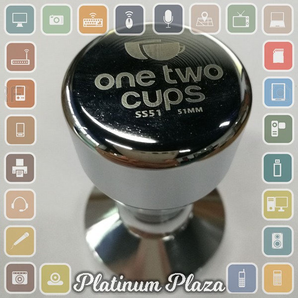 OneTwoCups Tamper Kopi Espresso Flat Stainless Steel Chrome Plated 50mm - SS51 - Silver`1R6ZOB-