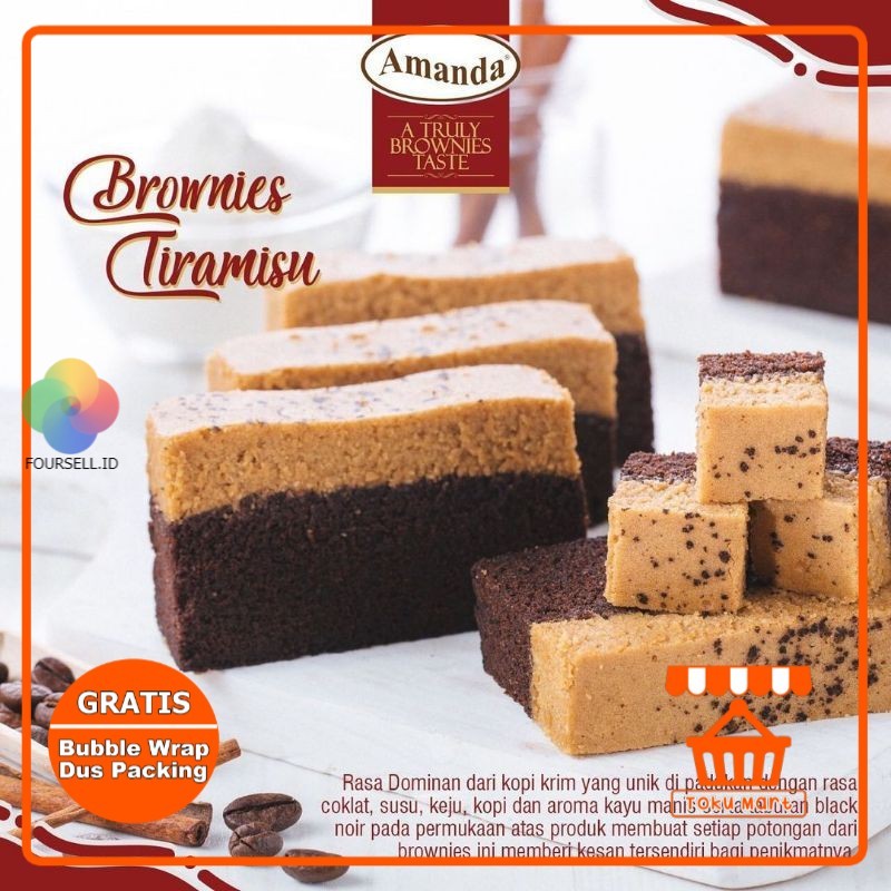 Brownies Amanda TIRAMISU (PACKING AMAN) - Amanda Brownies Kukus Oleh Oleh Bandung Kue Bandung
