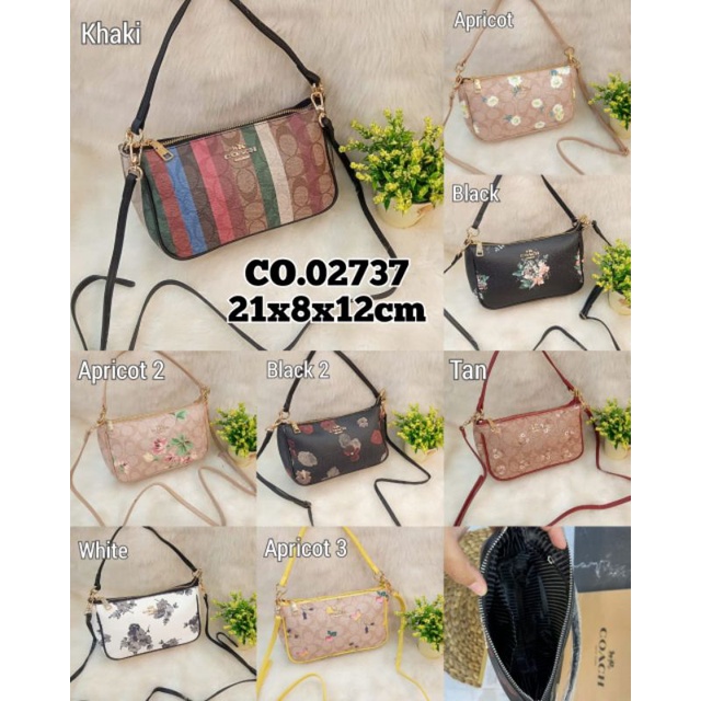 tas fashion import, tas branded  motif coach messico blossom slingbag co 2737-1, coach selempang