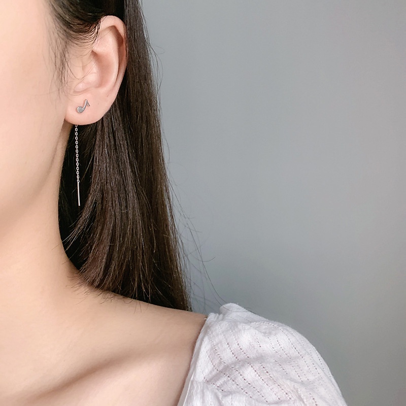 Anting Tusuk Gantung Bahan Sterling Silver 925 Hias Zircon Gaya Korea Untuk Wanita