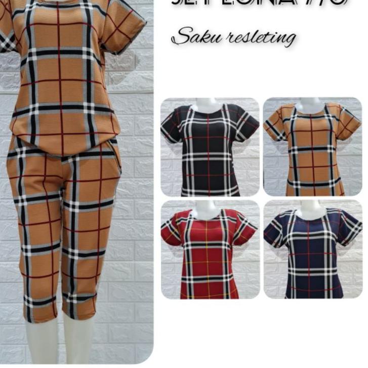Terbaru.. Setelan baju kekinian / Set baju wanita Luna Res 7/8 / Setelan Luna Resleting / Baju Terba