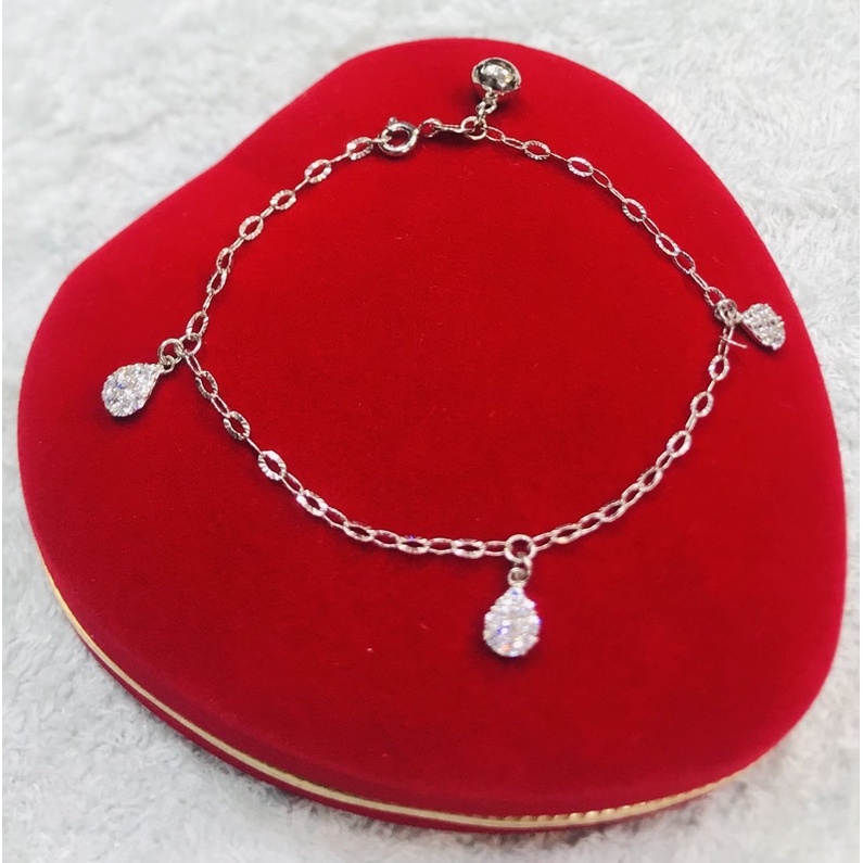 GELANG TANGAN MAINAN PERMATA SILVER925/PERHIASAN SILVER925 LAPIS EMAS PUTIH ASLI/GT16