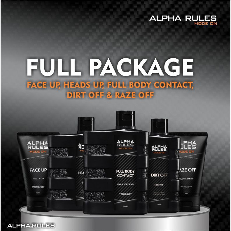 Alpha Rules Perawatan Pria / Laki-Laki Full Body Contact Shampo Body Wash Face Up Raze Off
