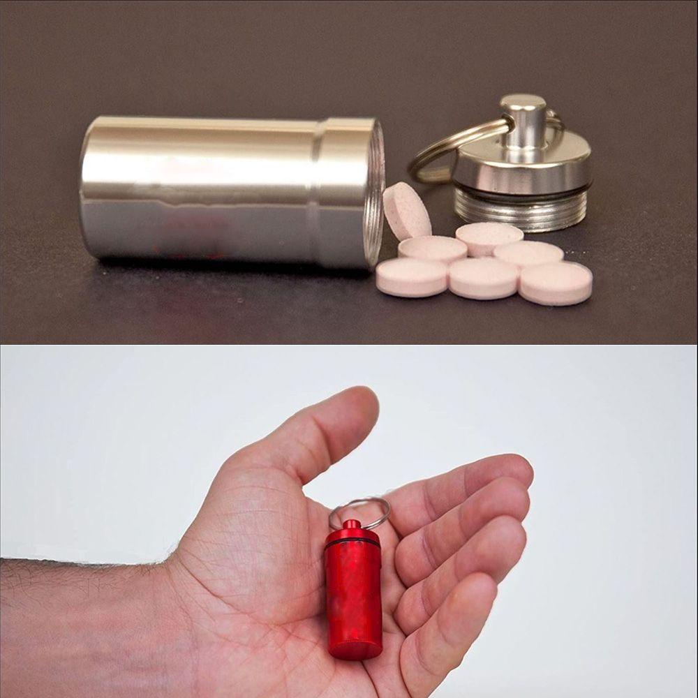 Top Pill Box EDC Sealed Aluminium Gantungan Kunci Obat Outdoor