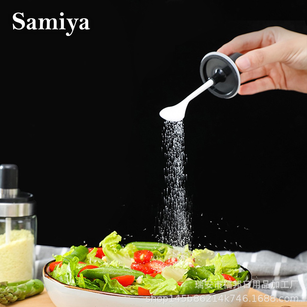 seasoning jar with spoon / toples kaca tempat bumbu dapur