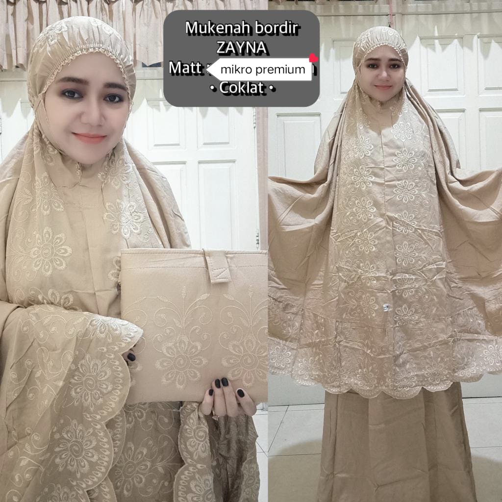 Meraki-MUKENA BORDIR ZAYNA JUMBO MUKENA MIKRO PREMIUM BORDIR FULL AMINAH MUKENA JUMBO DEWASA MUKENA 