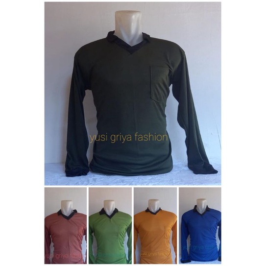 Kaos Kerah Lengan Panjang Pria/Kaos Sawah/KaosTani buruh bangunan/Baju basahan