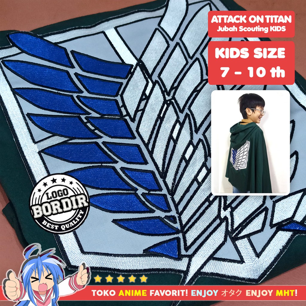 Jubah Attack On Titan AOT Shingeki no Kyojin SNK Survey Corps ANAK Premium BORDIR Levi