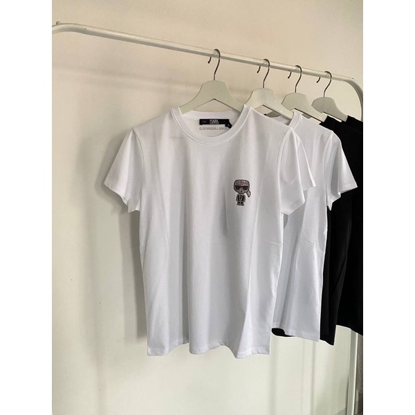 KARL LAGERFELD T-Shirt Ikonik Mini Karl Rhinestone White