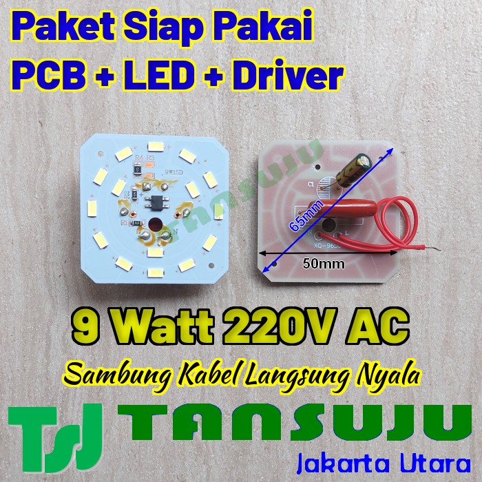 Lampu SMD Led Siap Pakai PCB + Led + Driver 9 Watt 220 Volt AC