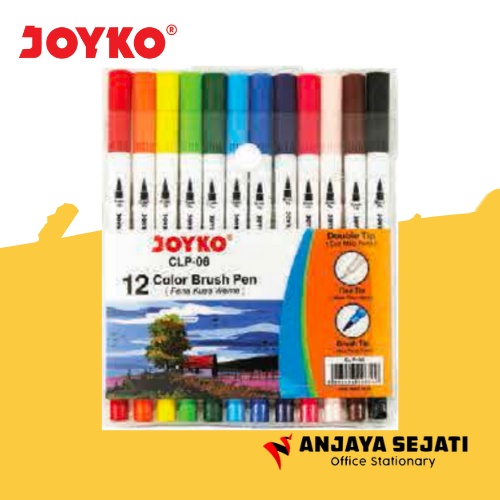 

Brush Pen Joyko 12 Warna CLP - 06 ( 2 Mata Pena )