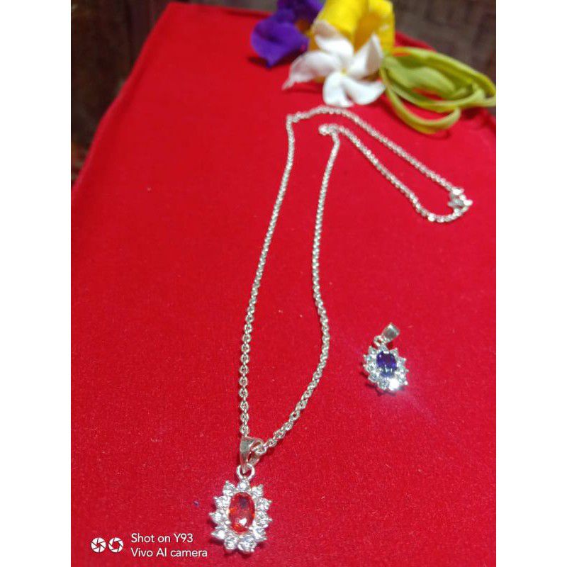 kalung medan + liontin permata motif dewasa perak 99