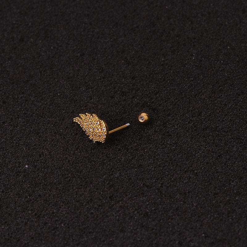 Hot 1piece Steel Copper Fish Hand Tree CZ Ear Piercing Jewelry Steel Barbell Daith Earrings Helix Cartilage Studs