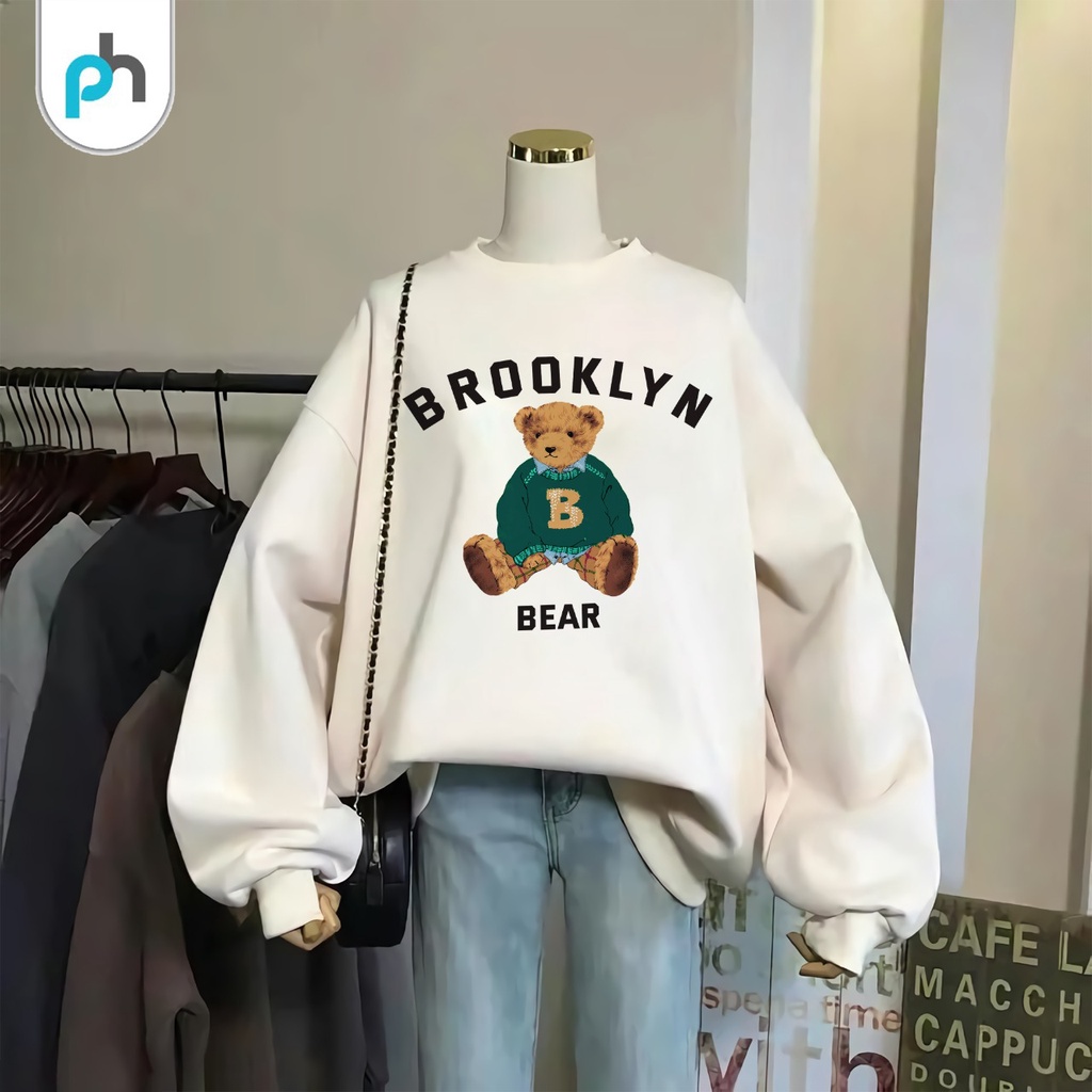PABRIKHOODIE- BASIC SWEATER  BEAR BROOKLYN M-XXL (SABLON) {PRIA &amp; WANITA}