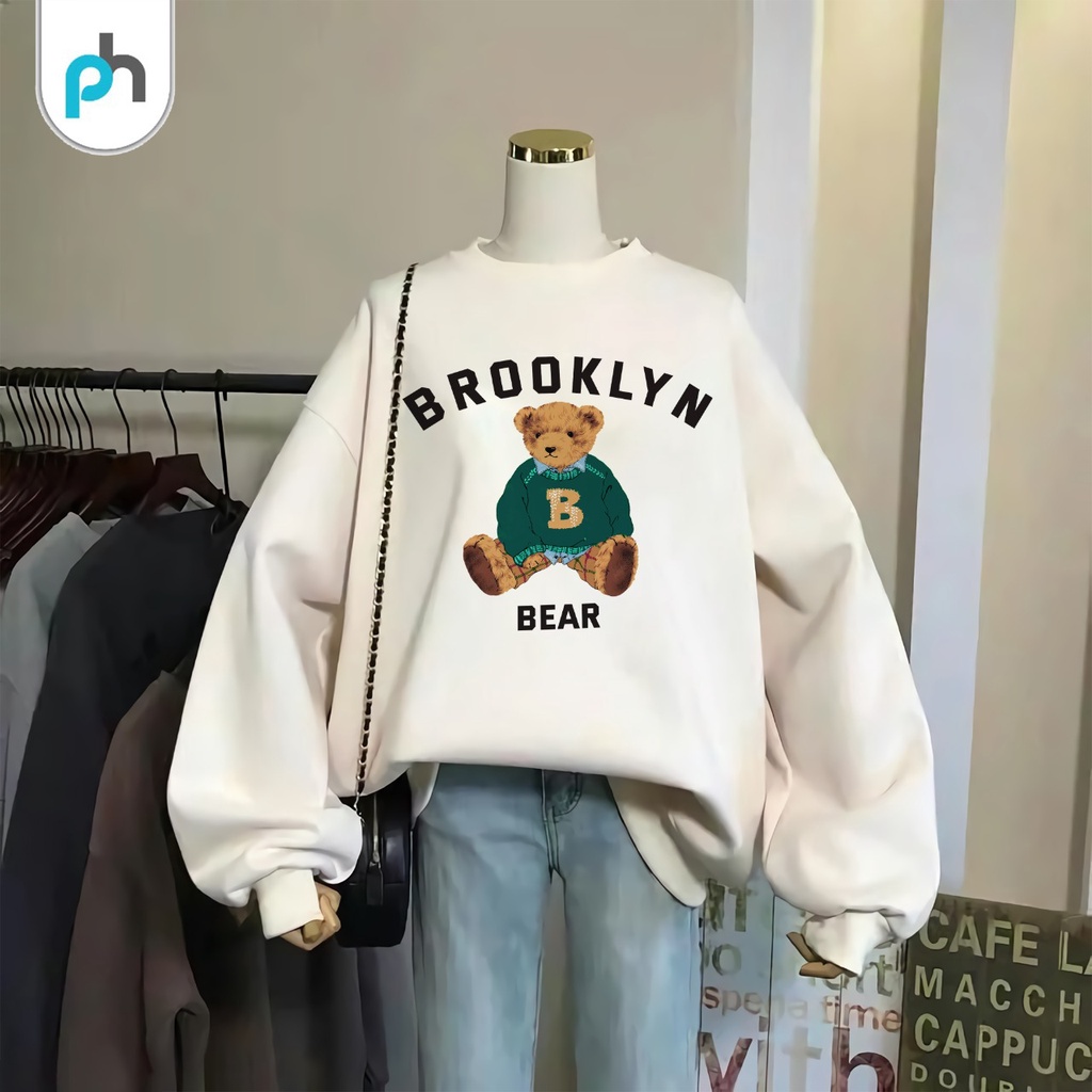 PABRIKHOODIE- BASIC SWEATER  BEAR BROOKLYN M-XXL (SABLON) {PRIA &amp; WANITA}