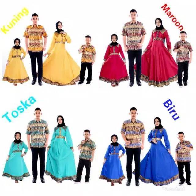 Sarimbit Keluarga Gamis Syar'i Kombinasi Batik
