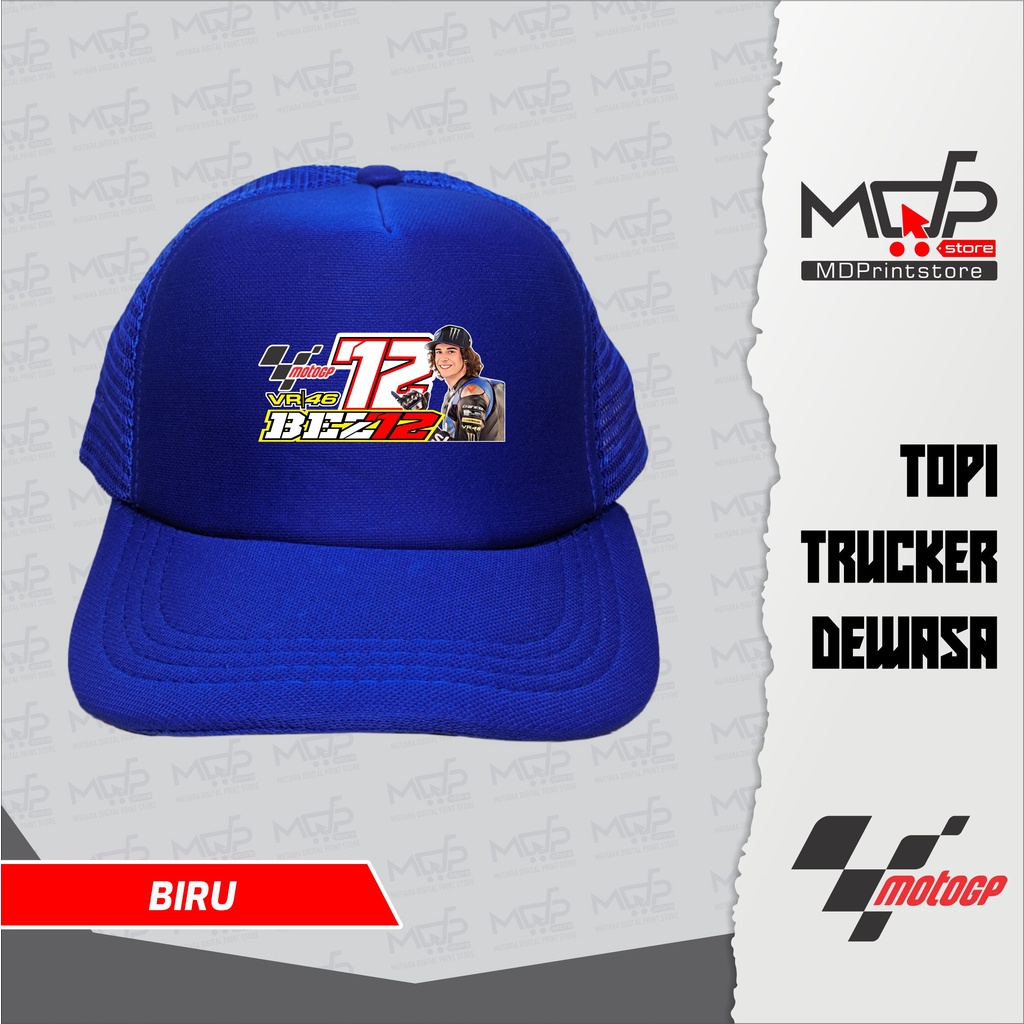 TOPI MARCO BEZZECCHI 72 MOTOGP MANDALIKA TOPI TRUCKER MDPRINTSTORE
