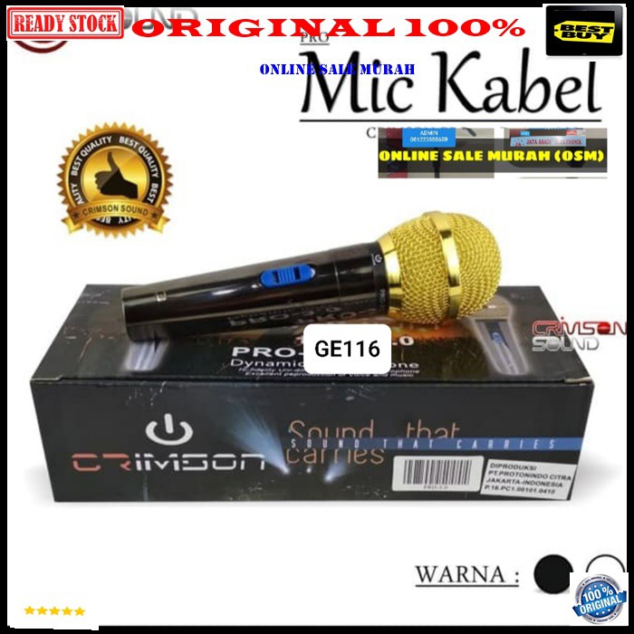 G116 ORIGINAL Crimson mic kabel dynamic Microphone cable mik karaoke mikrophone profesional pro musik music audio sound sistem system vokal vocal panggung dj studio  BISA DIGUNAKAN KE SEGALA ALAT AUDIO  Bahan besi  DYNAMIC MICROPHONE