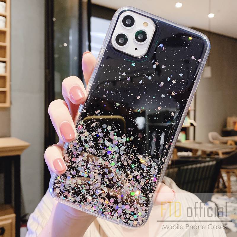 Casing Soft Case Glitter Xiaomi Redmi 9 9A 9C Note 5 6 7 8 9 10 Pro Starry