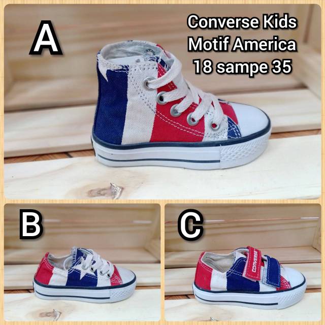 Sepatu Converse Anak motif Bendera America Lucu