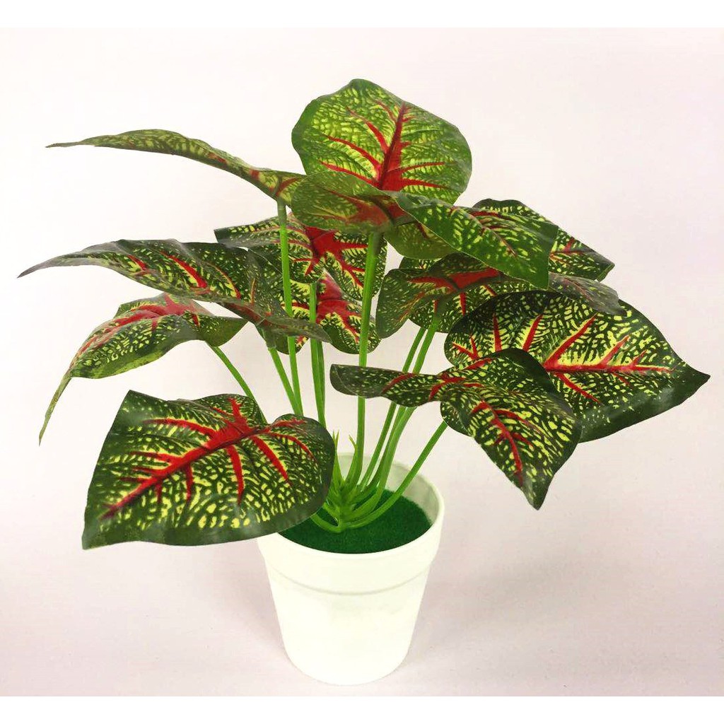 Satu7an Ornamen Bunga Plastik Tanaman hias Dekorasi Rumah Pajangan ARTIFICIAL Murah Impor pot bonsai-DAUN 2 - PBP09