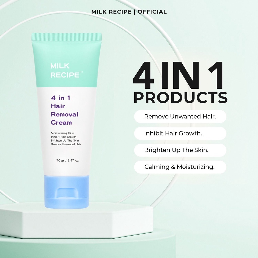 Milk Recipe Hair Removal Cream 4in1 Hair Removal Cream - Krim Waxing Perontok Bulu Ketiak  Non-Irritating untuk Melembapkan Anti Iritasi dan Anti Chicken Skin dengan Niacinamide