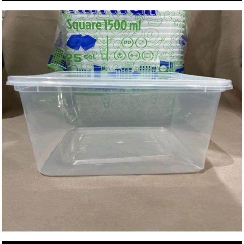 Kotak Makan Plastik 1500 ml Thinwall / Mika Box / Persegi / Square Free bubble wrap