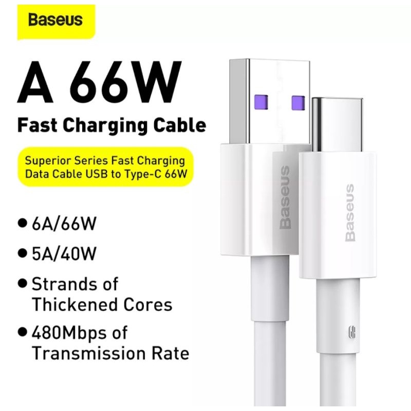 Baseus 6A/66W Huawei P40 P40 Pro Mate Oppo/Vivo Flash Charging Type C